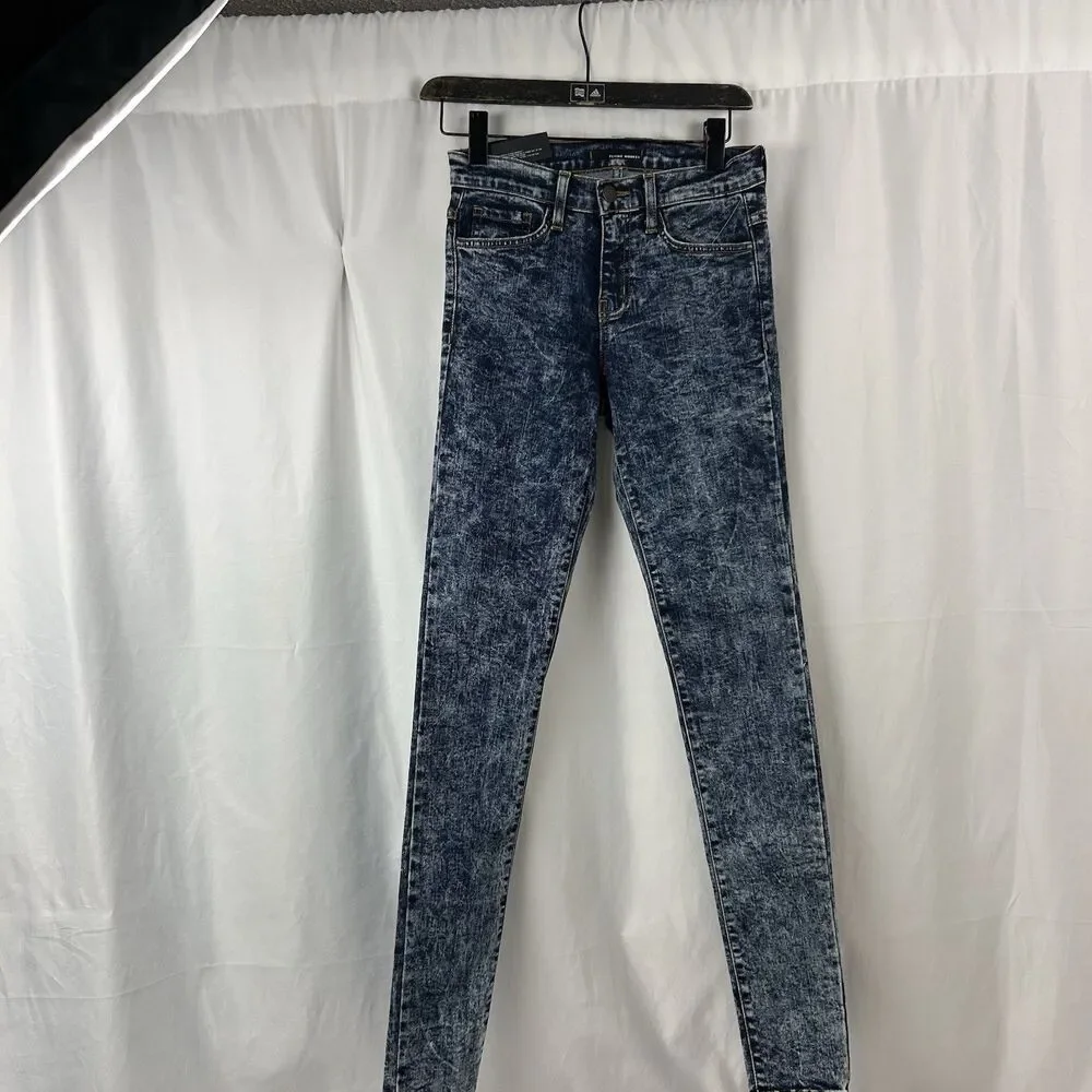 Flying Monkey Acid Wash Skinny Jeans Mid Rise Stretch Denim Blue Sz 1 Made USA
